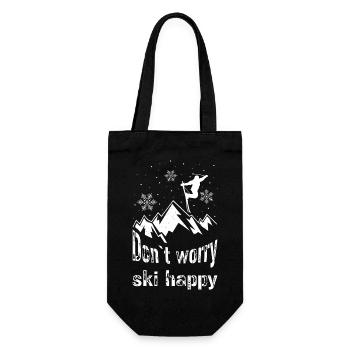 Don't worry, ski happy - skiing ski holiday mountains - Gift Bag for Bottles - black - Front