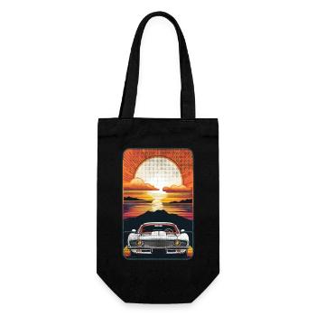 voiture vintage couché de soleil - Sac à bouteille - noir - Devant