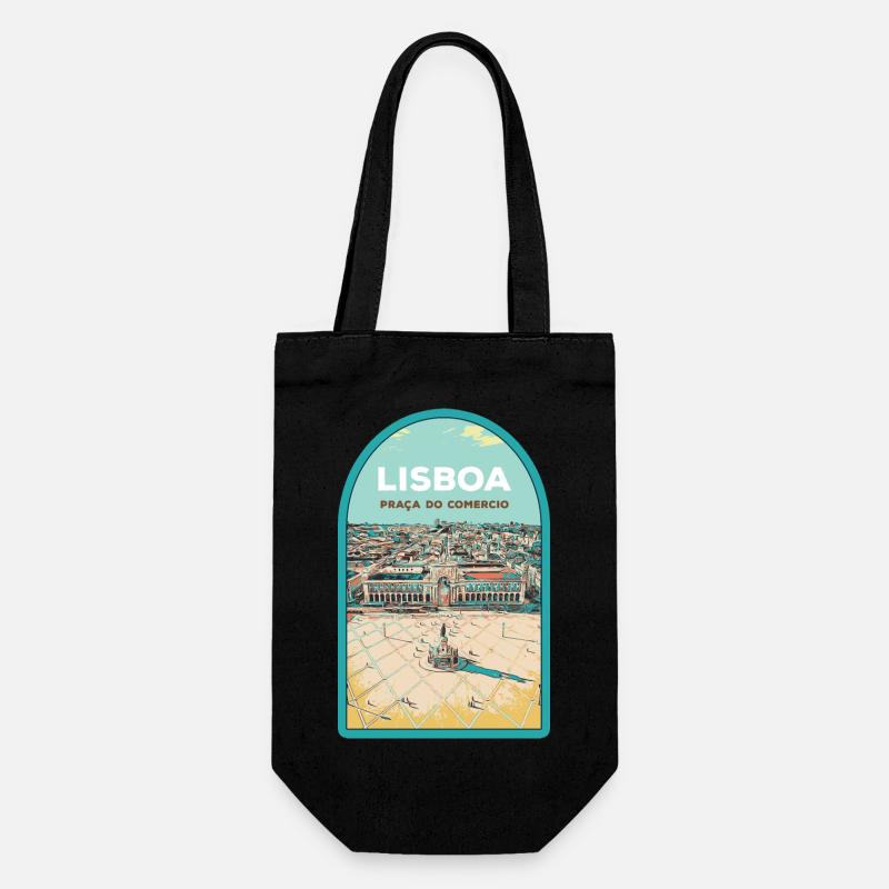 Illustration Commerce Square, Lisbon - Gift Bag for Bottles - black