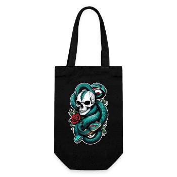 serpent squelette et tatouage - Sac à bouteille - noir - Devant