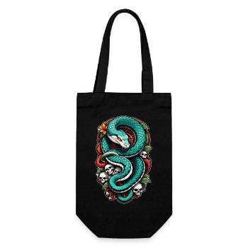 serpent squelette et tatouage - Sac à bouteille - noir - Devant