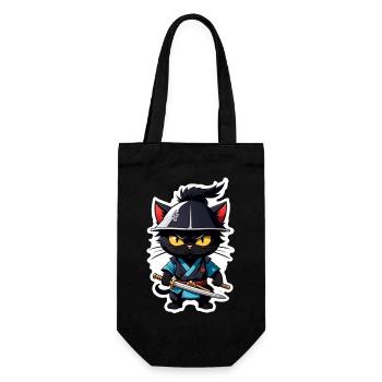Ninja Cat - Samurai Kitten - Gift Bag for Bottles - black - Front