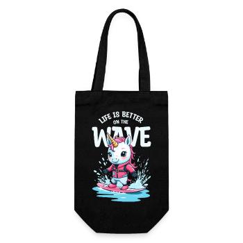 Wakeboard Einhorn - Geschenkbeutel für Flaschen - Schwarz - Vorne