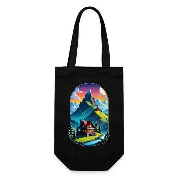 Mountain Nature Hiking Climbing Lake - Gift Bag for Bottles - black - Front