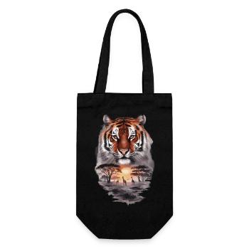 Vintage Tiger Retro Wildtier - Geschenkbeutel für Flaschen - Schwarz - Vorne