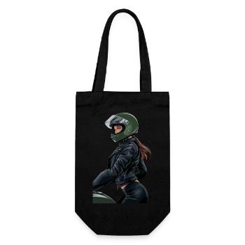 Lady Biker für eine Motorradfahrerin Bikerin - Geschenkbeutel für Flaschen - Schwarz - Vorne