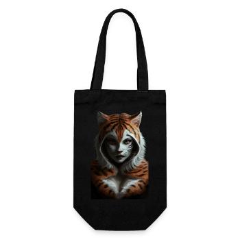 Wilder Dschungel Tiger Geist Fantasy Kunstwerk - Geschenkbeutel für Flaschen - Schwarz - Vorne