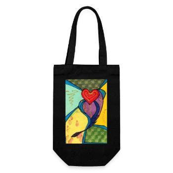 Heart - Gift Bag for Bottles - black - Front