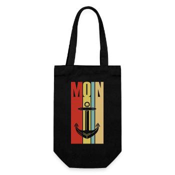 Moin - Guten Morgen - Nordsee - Ostsee - Anker - Geschenkbeutel für Flaschen - Schwarz - Vorne
