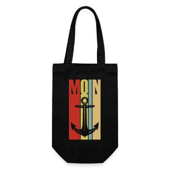 Moin - Guten Morgen - Nordsee - Ostsee - Anker - Geschenkbeutel für Flaschen - Schwarz - Vorne