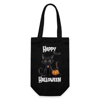 Halloween – Happy Halloween süße schwarze Katze - Geschenkbeutel für Flaschen - Schwarz - Vorne