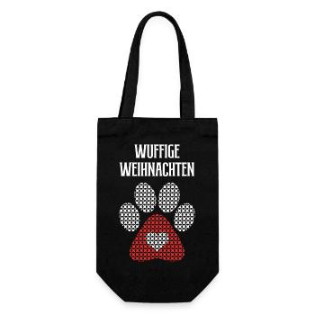 Wuffige Weihnachten Hund Hundemotiv Hundeliebhaber - Geschenkbeutel für Flaschen - Schwarz - Vorne