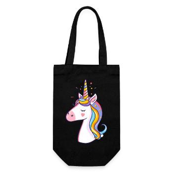 Niedliches stolzes Einhorn-Design - skurrile Cartoon-Kunst - Geschenkbeutel für Flaschen - Schwarz - Vorne