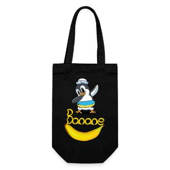 Pinguin Banane Seemann maritim Kind - Geschenkbeutel für Flaschen - Schwarz - Vorne