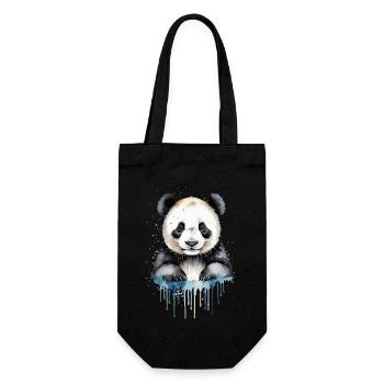 Playful Panda Watercolor - Gift Bag for Bottles - black - Front
