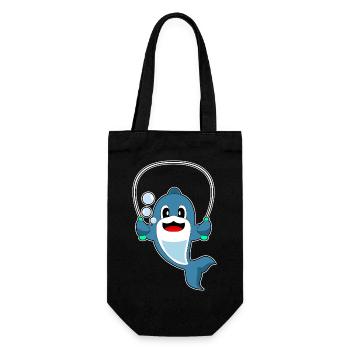 Delfin Seilspringen Springseil Fitness - Geschenkbeutel für Flaschen - Schwarz - Vorne