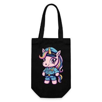 Cute Unicorn Police Officer - Geschenkbeutel für Flaschen - Schwarz - Vorne