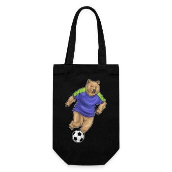Bär Fußballspieler Fußball - Geschenkbeutel für Flaschen - Schwarz - Vorne