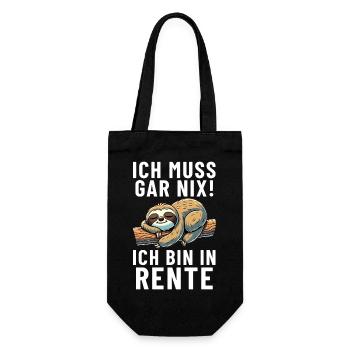 Ich muss gar nix! ich bin in Rente Faultier - Geschenkbeutel für Flaschen - Schwarz - Vorne
