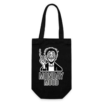Caffeinated man smoking a cigarette - Monday Mood - Gift Bag for Bottles - black - Front