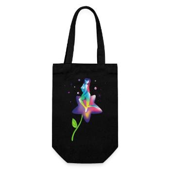 Regenbogenstern-Blüte - Geschenkbeutel für Flaschen - Schwarz - Vorne