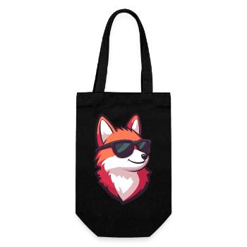 Fuchs mit Sonnenbrille - Cool und Lässig - Geschenkbeutel für Flaschen - Schwarz - Vorne