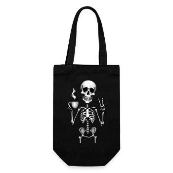 Coffee & Chill – Skeleton Style - Gift Bag for Bottles - black - Front