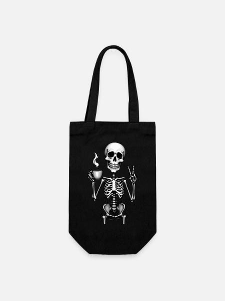 Coffee & Chill – Style squelette - Sac à bouteille - noir