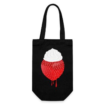 Fraise à la crème – Un design délicieux pour l’été - Sac à bouteille - noir - Devant