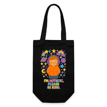 I'm Autistic Please Be Kind - Autismus Kinder - Geschenkbeutel für Flaschen - Schwarz - Vorne