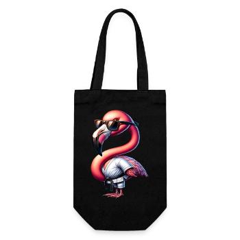 Cooler Karate Flamingo Mit Sonnenbrille - Geschenkbeutel für Flaschen - Schwarz - Vorne
