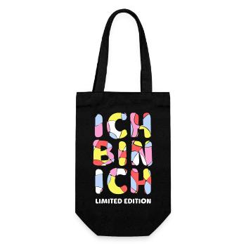 ICH BIN ICH - Limited Edition Selbstvertrauen Mut - Geschenkbeutel für Flaschen - Schwarz - Vorne