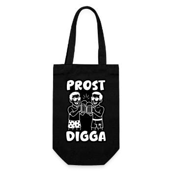 Prost Digga Urlaub Party - Geschenkbeutel für Flaschen - Schwarz - Vorne