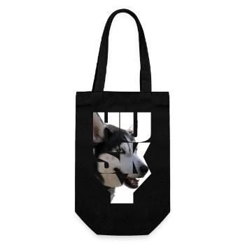 Lively husky design with head and text - Gift Bag for Bottles - black - Front