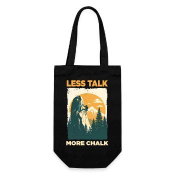 Kletteraussage Less Talk More Chalk - Geschenkbeutel für Flaschen - Schwarz - Vorne