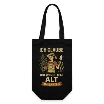Gartenheldin Spruch Alt im Garten - Geschenkbeutel für Flaschen - Schwarz - Vorne