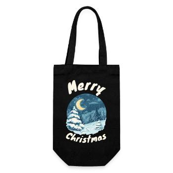 Joyeux Noël Hiver Forêt Illustration - Sac à bouteille - noir - Devant