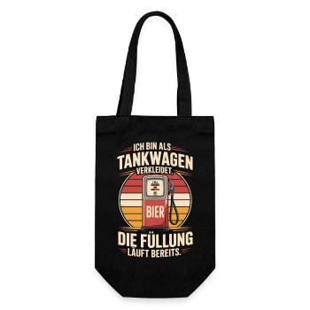 Karneval Als Tankwagen Verkleidet JGA Kostüm Bier - Geschenkbeutel für Flaschen - Schwarz - Vorne