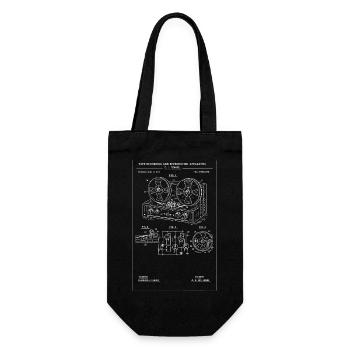 Plan vintage de magnétophone à bobine - Sac à bouteille - noir - Devant