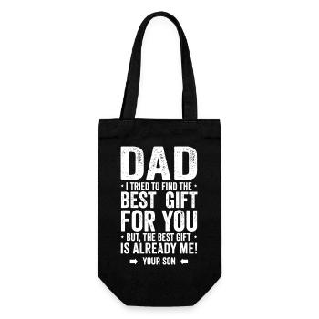 Papa Geschenk Bestes Geschenk Bin Ich - Geschenkbeutel für Flaschen - Schwarz - Vorne