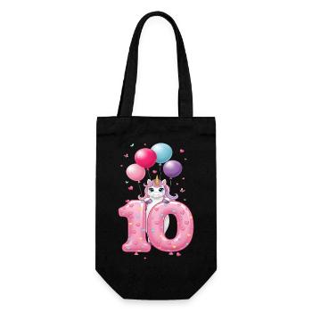 10 Years Girl Cute Unicorn 10th Birthday - Gift Bag for Bottles - black - Front