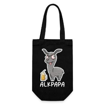 Alkpapa Alpaga avec chope de bière – Diction drôle - Sac à bouteille - noir - Devant