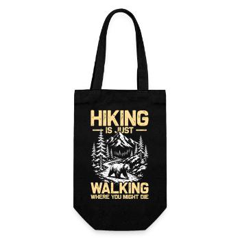 Hiking is just walking Wandern Berge Bergsteigen - Geschenkbeutel für Flaschen - Schwarz - Vorne
