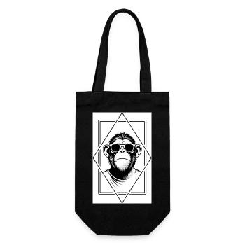 Minimalist Monkey Dude — Sleek Geometric, Playful - Gift Bag for Bottles - black - Front