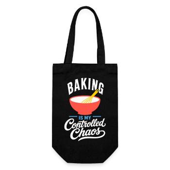 Backen – Baking Is My Controlled Chaos - Geschenkbeutel für Flaschen - Schwarz - Vorne