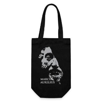 Marcus-Aurelius-Porträt in Grau - Geschenkbeutel für Flaschen - Schwarz - Vorne