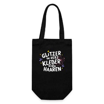 Glitzer-Herz Kleber-Haar Bastel-Fan Kunst DIY - Geschenkbeutel für Flaschen - Schwarz - Vorne