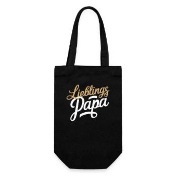 Lieblingspapa Vatertag Geburtstag Bester Papa - Geschenkbeutel für Flaschen - Schwarz - Vorne