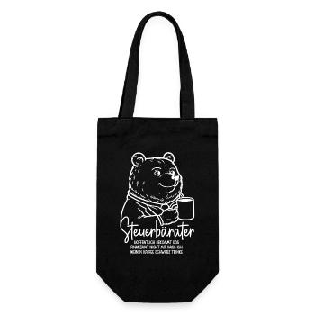 Steuerberater Bär Kaffeetasse Kaffee Steuerbärater - Geschenkbeutel für Flaschen - Schwarz - Vorne