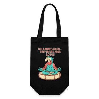 Ich kann fliegen, bevorzuge aber Lotus - Geschenkbeutel für Flaschen - Schwarz - Vorne